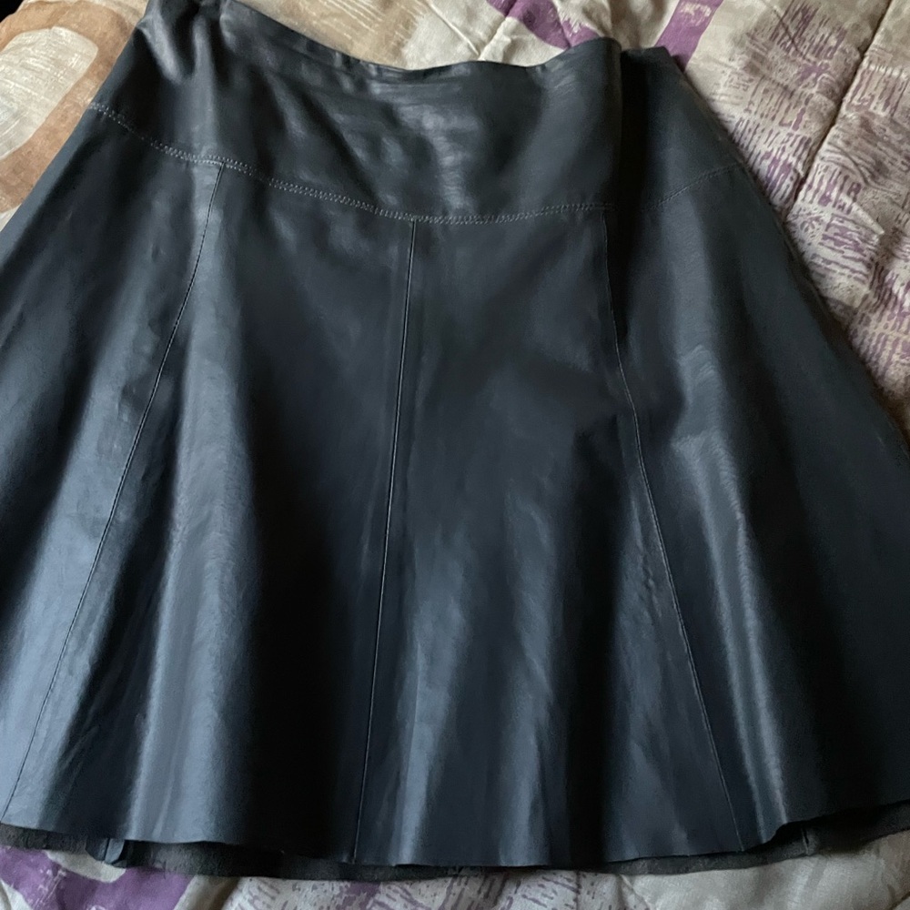 Dark Gray Leather Skirt